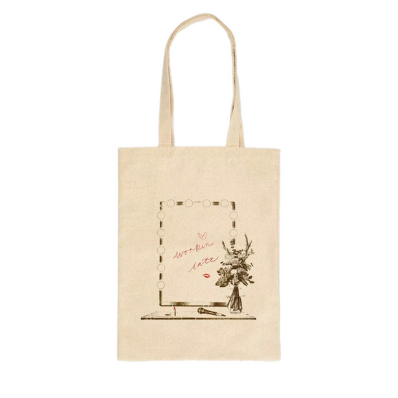 Hot Topic Handbags - Hot Topic Sabrina Carpenter “Mirror / Workin’ Late” Canvas Tote Bag – Cream